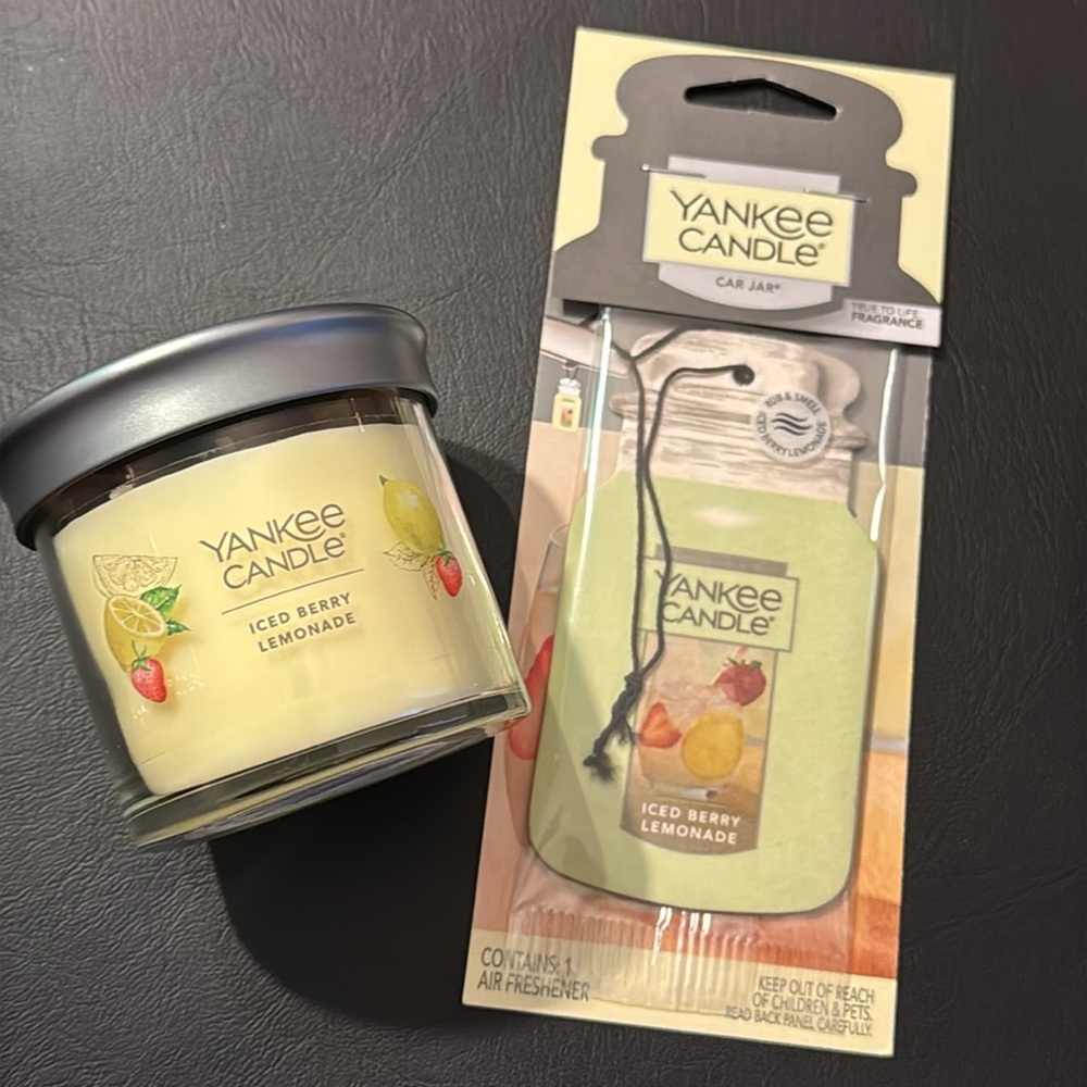 NEW: Iced Berry Lemonade - Yankee Candle - Car Jar & Tumbler Candle Summer